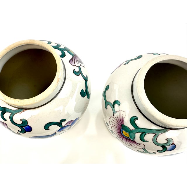 Yellow 1970s Vintage Chinoiserie Bird Ceramic Vases- a Pair For Sale - Image 8 of 12