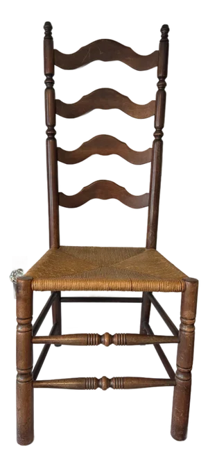 19th Century High Back Ladder Chair With Cane Seat