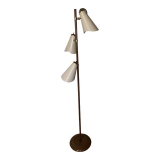 1960s Mid-Century Floor Lamp with Two Tone Pole Pierced Shades For Sale