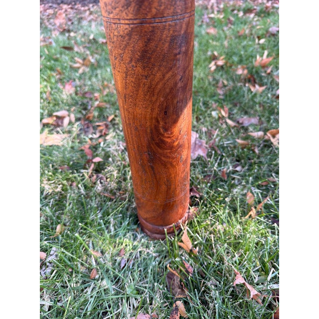 Vintage Indian Carved Wooden Console Table With Nailhead Design and Baluster Legs For Sale - Image 15 of 15