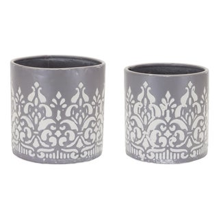 Ornate Metal Planter (Set of 2) For Sale