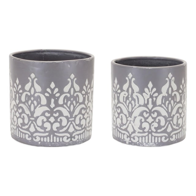 Ornate Metal Planter (Set of 2) For Sale