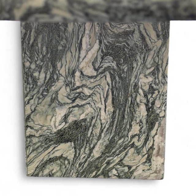 Postmodern Late 20th Century Postmodern Green Marble Coffee Table With Plinth Base For Sale - Image 3 of 15