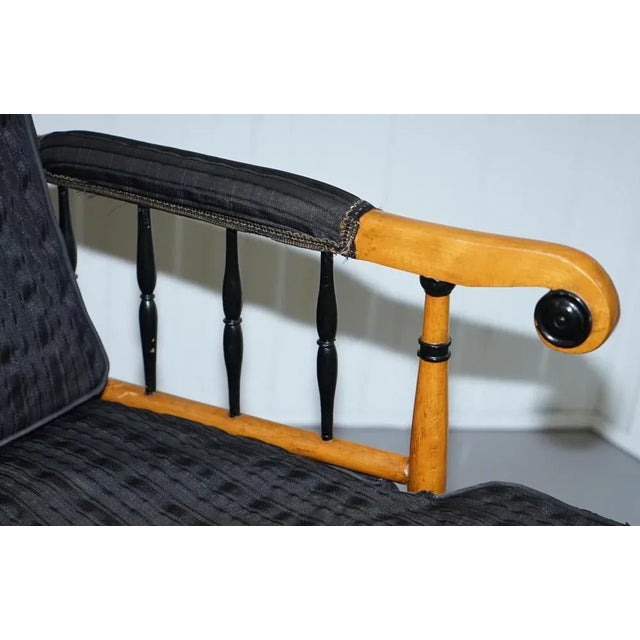 Wood Antique Swedish Biedermeier Library Armchair in Ebonised Satin Birch For Sale - Image 7 of 18