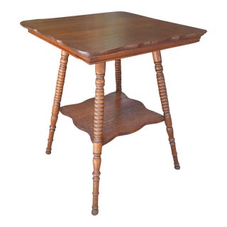1930s American Classical Two Tier Parlor Table With Bobbin Legs For Sale