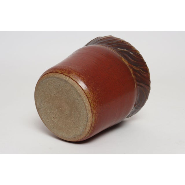 1970s Vintage Red, Ochre and Slate Studio Ceramic Planter by Deanna Nichols For Sale - Image 5 of 18