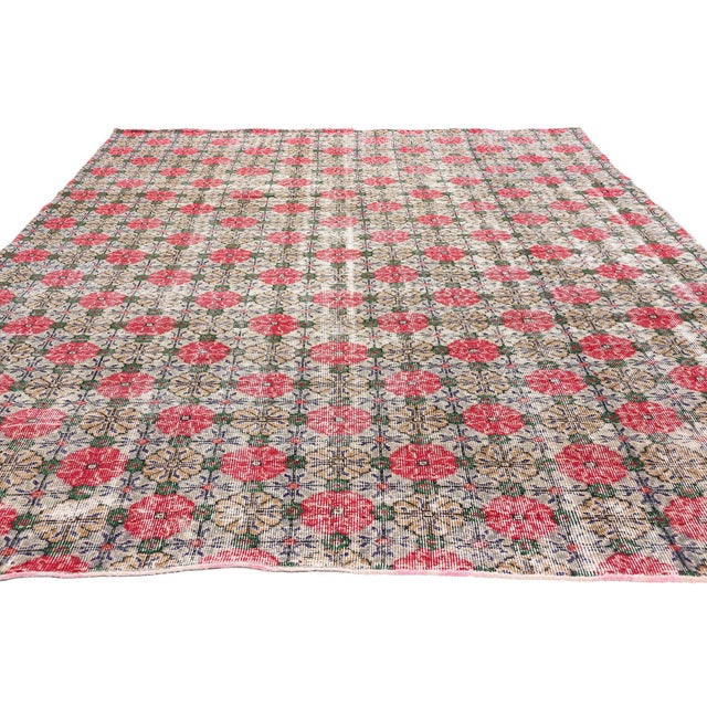 Modern Zeki Muren Vintage Turkish Sivas Rug - 06'11 X 10'06 For Sale - Image 3 of 10