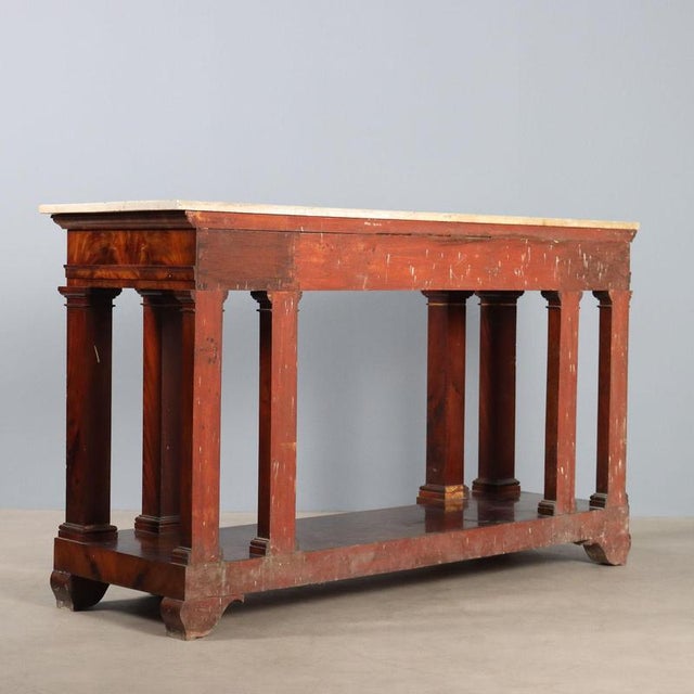 Empire Console Table in White Marble and Mahogany For Sale - Image 11 of 12