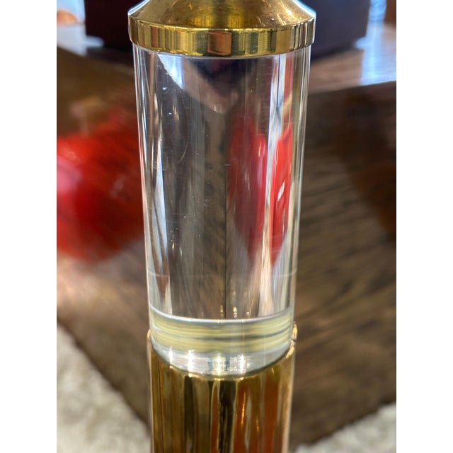 Lucite and Brass Candlestick Prickets Attributed to Dolbi and Cashier For Sale In Palm Springs - Image 6 of 16