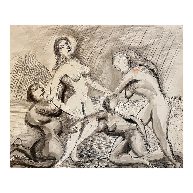 1940s Frank Wallace Female Nudes Watercolor For Sale