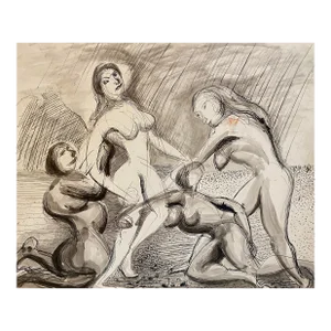 1940s Frank Wallace Female Nudes Watercolor