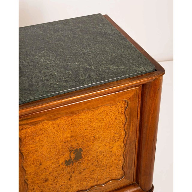 Brown Vintage Italian Sideboard in Walnut and Birch with Green Alpine Marble by Paolo Buffa, 1956 For Sale - Image 8 of 12