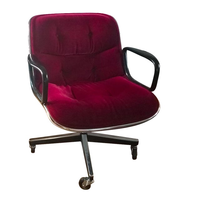 Charles Pollock Red Velvet Desk Chair Chairish