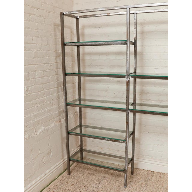 Industrial Vintage Shelving With Glass For Sale - Image 4 of 9