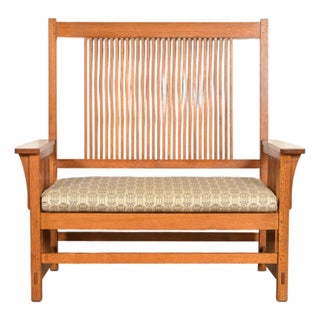 Stickley Mission Oak Arts & Crafts Spindle Bench or Settee For Sale