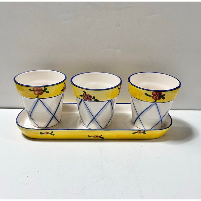 Vintage Jay Willfred Hand-Painted Ceramic Planter Set With Tray For Sale In Louisville - Image 6 of 11