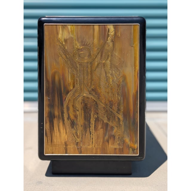 1970s Acid-Etched Brass & Ebony Lacquer Chest by Bernhard Rohne for Mastercraft For Sale - Image 12 of 12