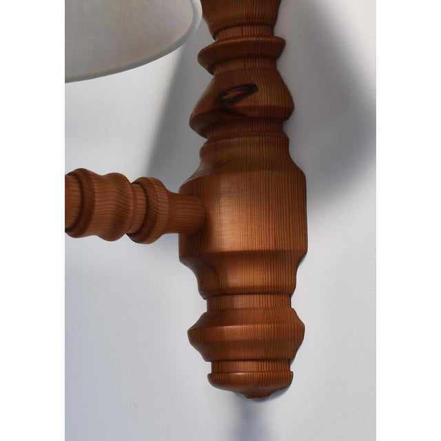 1970s Large Scandinavian Modern Wall Sconces in Pinewood, Denmark, 1970s, Set of 2 For Sale - Image 5 of 15