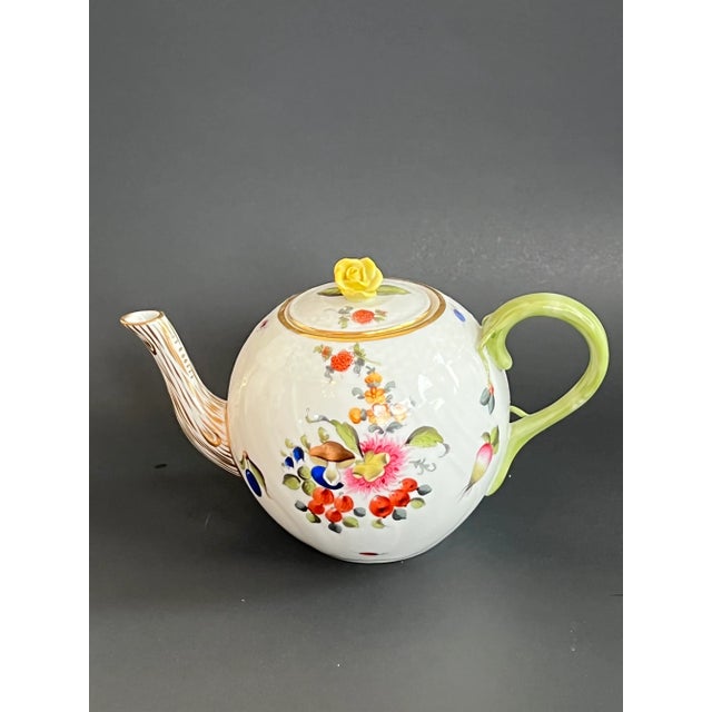 Herend Hungary Small Size Teapot Fruits and Flowers For Sale - Image 10 of 10