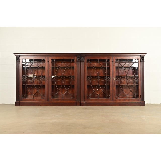 R. J. Horner Style Antique American Empire Monumental Carved Mahogany Quadruple Bookcase Cabinet, Circa 1890s For Sale - Image 14 of 14