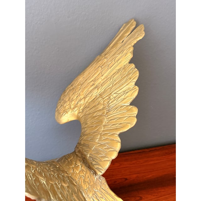 1970s Brass American Bald Eagle Sculpture on Rock For Sale - Image 9 of 12