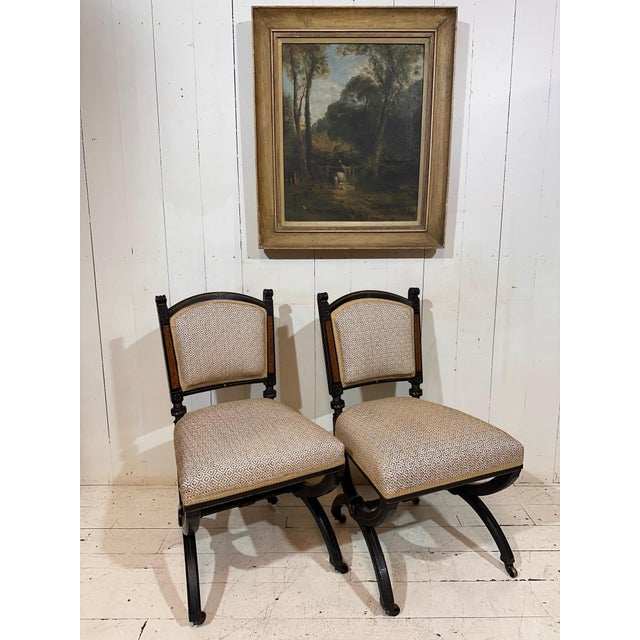 Antique Aesthetic Movement Chairs in the style of James Lamb of Manchester, 1876, Set of 2 For Sale - Image 4 of 14