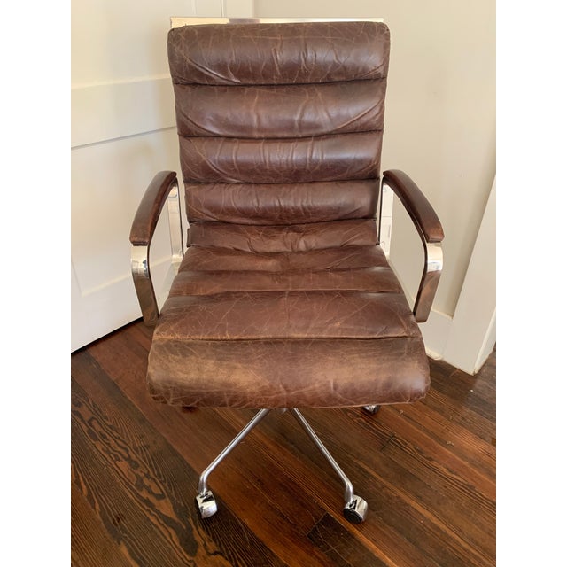 Modern Restoration Hardware Oviedo Leather Desk Chair Chairish