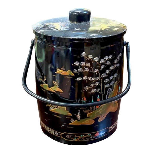 Early English Ice Caddy in the China Gardens Pattern - Ice Bucket by Baretware- Signed For Sale