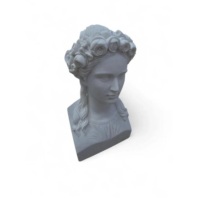 Italian Hand-Carved Marble Bust of Greek Woman, 1980s For Sale - Image 10 of 12