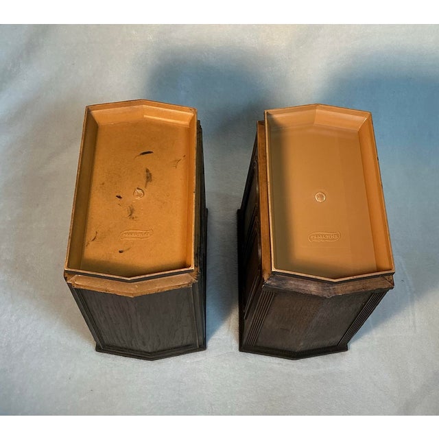 Pair Vintage Pearl-Wick Wastebaskets Faux Wood Brown, Circa 1960s For Sale - Image 9 of 12
