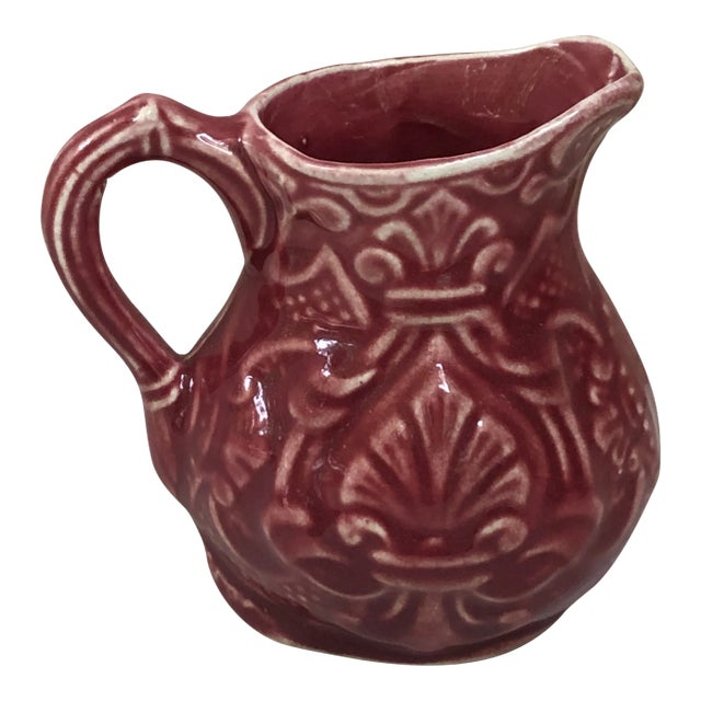 Circa 1920 Small French Red Majolica Creamer Pitcher Onnaing For Sale
