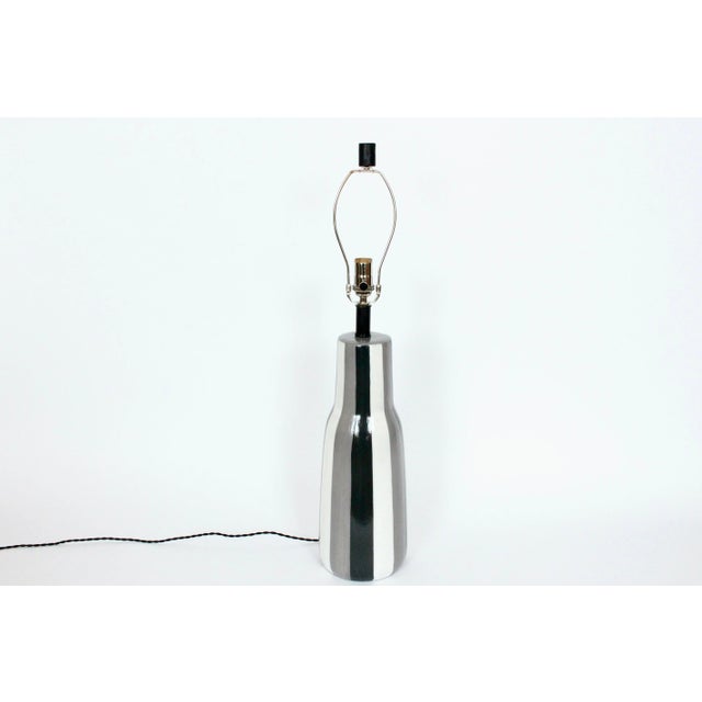 Ceramic Tall Design-Technics Black, White & Gray Pottery Table Lamp, 1950's For Sale - Image 7 of 13