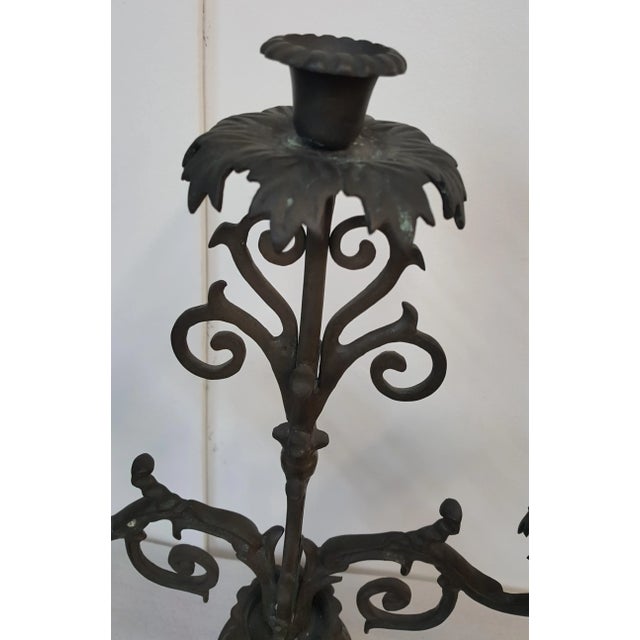 Metal 3 Arm Candelabra by Payne Imports For Sale - Image 4 of 6
