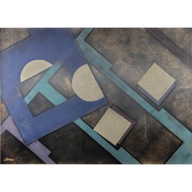 Sculpture Materials "Academia Two" by Badini — Framed Mixed-Media Abstract, Late 20th Century For Sale - Image 7 of 13