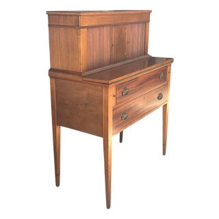 Federal Style Inlaid Mahogany Ladies Tambour Writing Desk & Secretary. For Sale