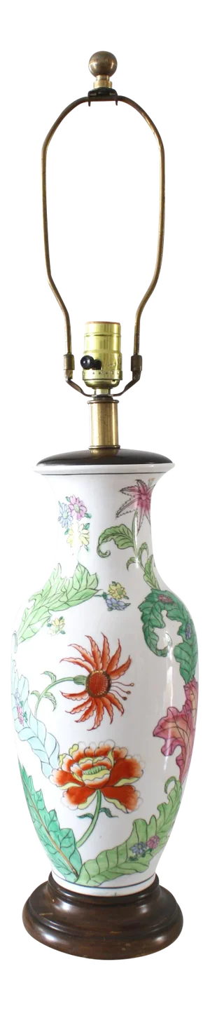 Mid 20th Century Frederick Cooper Regency Gilt Detail Botanical Ginger Lamp