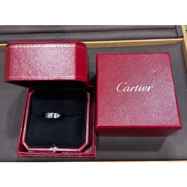 Contemporary Authentic Classic Cartier "Love Ring" One Diamond Ring 18 Kt White Gold, 46 For Sale - Image 3 of 18