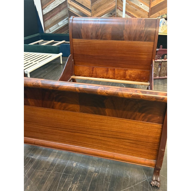 Full Size Vintage Sleigh Bed Frame For Sale - Image 4 of 12