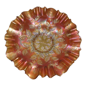 Antique Fenton Holly Berry Marigold Carnival Glass Bowl 9.5"
