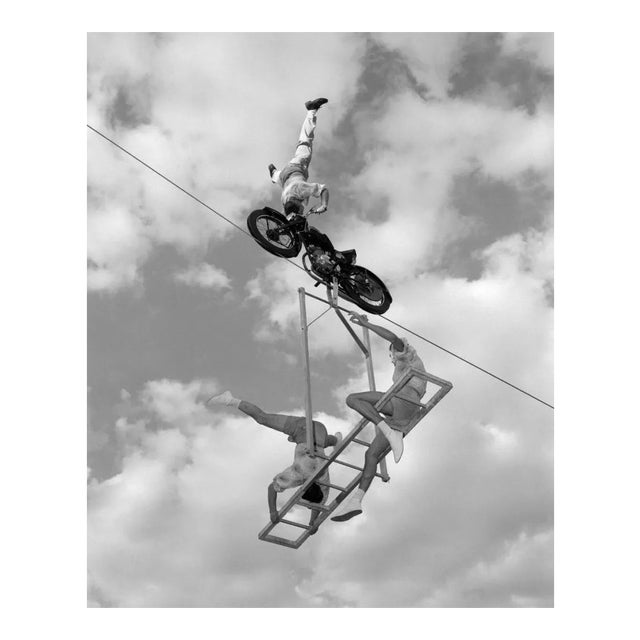 High Wire Motorcycle, Oversized Silver Gelatin Fibre Print, 1960, Printed Later For Sale