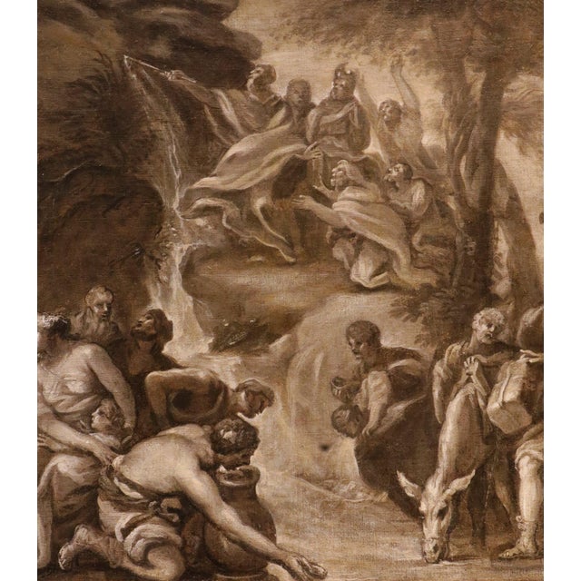 Roman School Artist, Moses Makes Water Flow from the Rocks, 1600s, Oil on Canvas For Sale - Image 11 of 16