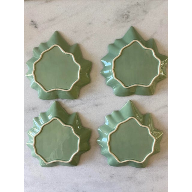Shabby Chic Vintage Small Leaf Appetizer Plates - Set of 4 For Sale - Image 3 of 9