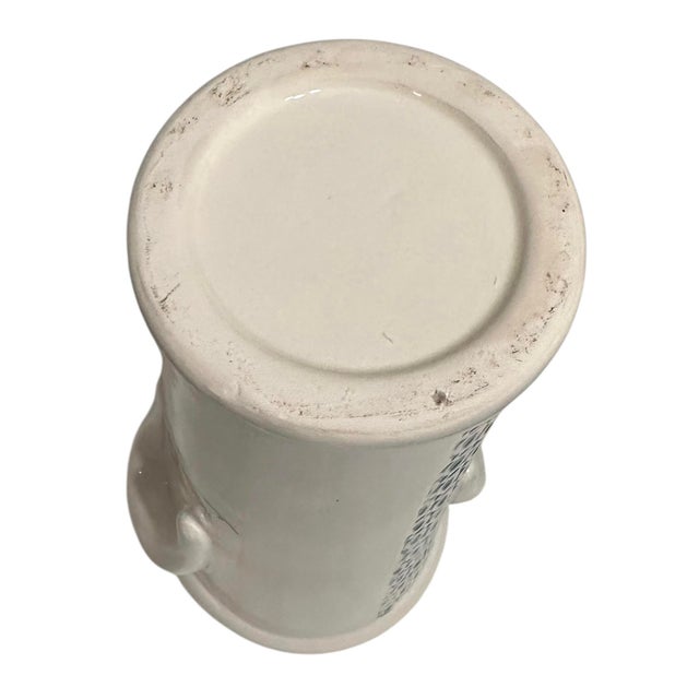 Vintage Geometric Turquoise Bird on a Branch Motif Vase For Sale - Image 11 of 11