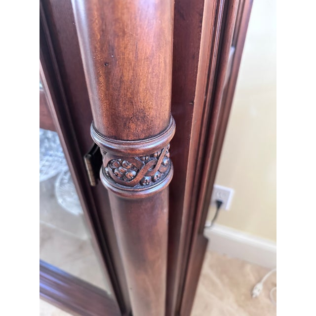 Monumental French Classical Carved Wood Curio China Cabinet For Sale - Image 6 of 10