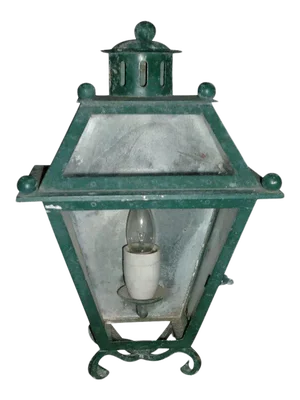 Early 20th Century Art Deco Paint Decorated Iron Wall Sconce Lantern