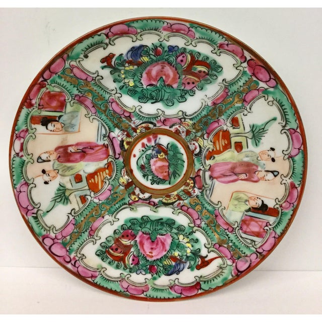 Vintage Rose Medallion Hand Painted Plate For Sale In Portland, ME - Image 6 of 10