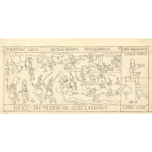 An original c.1848 pen & ink drawing, Attrib. Richard Doyle, Punch Illustration: The Frenche Landynge.This fantastic pen...