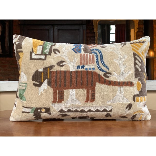 Contemporary Custom Pillows With Clarence House Cut Velvet Fabric - A Pair For Sale - Image 3 of 14