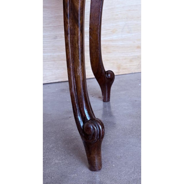 French Walnut Nightstands with Marble Top and Crest, 1890s, Set of 2 For Sale - Image 11 of 12