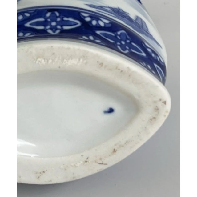 Vintage Blue & White Chinoiserie Landscape Amphora Vase With Double Handles, Mid-Century For Sale - Image 11 of 11